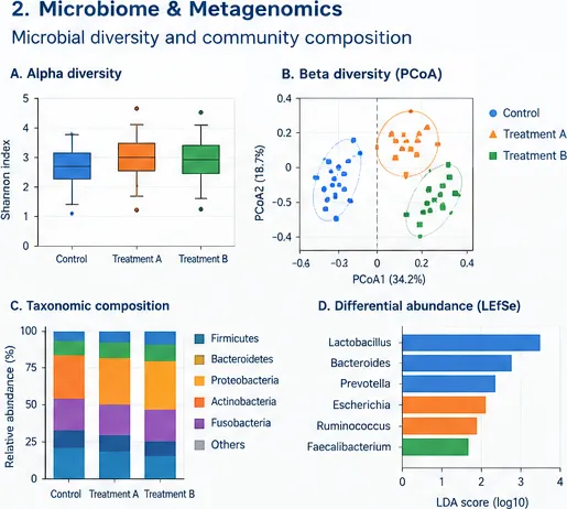 Illustration of the Microbiome & Metagenomics workflow